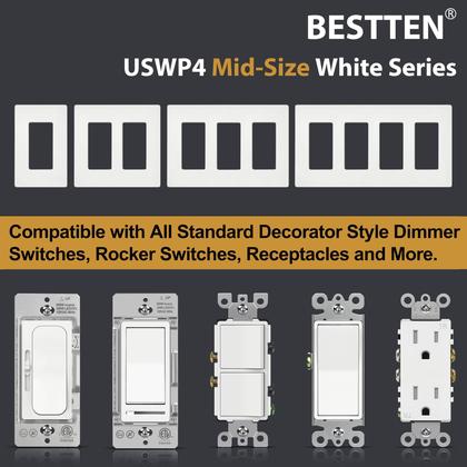 Imagem de Placa de parede BESTTEN USWP4 3 Gang Screwless White 12x17 cm, pacote com 2
