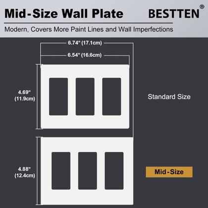 Imagem de Placa de parede BESTTEN USWP4 3 Gang Screwless White 12x17 cm, pacote com 2