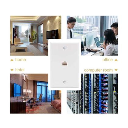 Imagem de Placa de parede Ethernet VCE de 1 porta Cat6 fêmea para fêmea branca