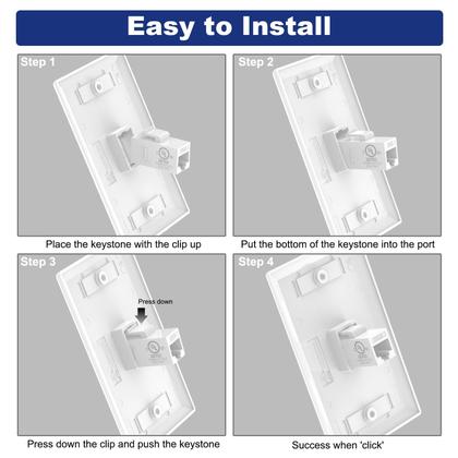 Imagem de Placa de parede Ethernet VCE de 1 porta Cat6 fêmea para fêmea branca