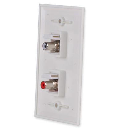 Imagem de Placa de parede HTTX White RCA de 2 portas com Keystone F/F removível