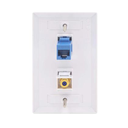 Imagem de Placa de parede VCE Ethernet Coax de 2 portas Cat6 Keystone Jack