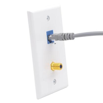 Imagem de Placa de parede VCE Ethernet Coax de 2 portas Cat6 Keystone Jack