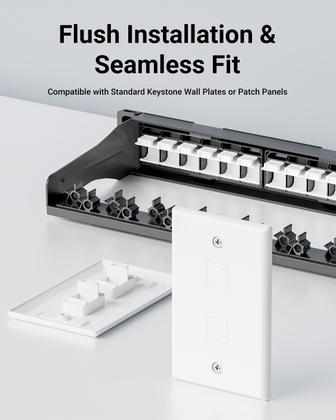 Imagem de Placa de parede VCE Keystone Jack Inserts, pacote com 50 unidades brancas