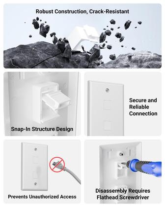 Imagem de Placa de parede VCE Keystone Jack Inserts, pacote com 50 unidades brancas