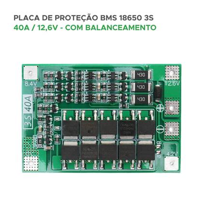 Imagem de Placa De Proteção Bms 3s 40a 12,6v Com Balanceamento