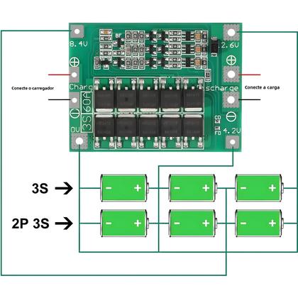 Imagem de Placa de Proteção BMS 3S 4S 40A 60A para Bateria de Íon-Lítio 18650