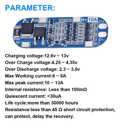 Imagem de Placa de proteção de bateria DAOKI 3S 10A 11.1V/12V/12.6V 18650
