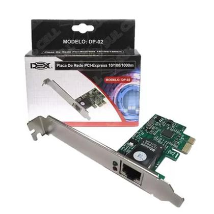 Imagem de Placa de rede pci-express 10/100/1000m dex dp-02 para cabo ethernet led lan ethernet