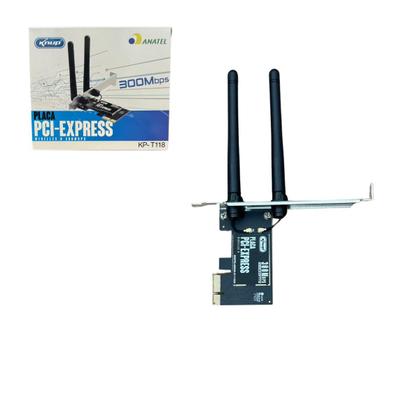 Imagem de Placa De Rede Pcie Express 300mbps Receptor Wi-Fi Lan Rj45 2 Antenas Para PC