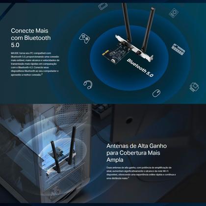 Imagem de Placa de rede PCIe WiFi e Bluetooth MA30E Mercusys AC1200