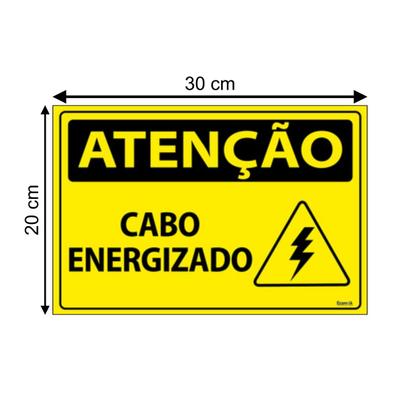 Imagem de Placa De Sinalização Atenção Cabo Energizado 30x20 Ecom IA - SA52 F9e
