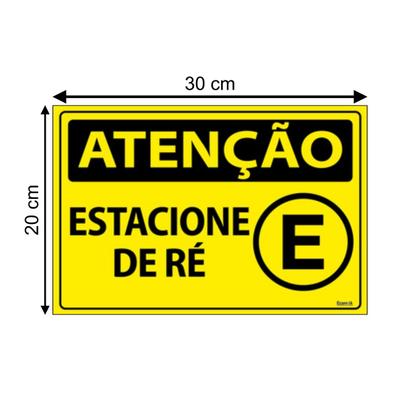 Imagem de Placa De Sinalização Atenção Estacione De Ré 30x20 Ecom IA - SA73 F9e