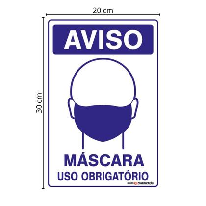 Imagem de Placa De Sinalização Aviso Máscara Uso Obrigatório 20x30 Qi Comunicação - P-37/4 Q1A