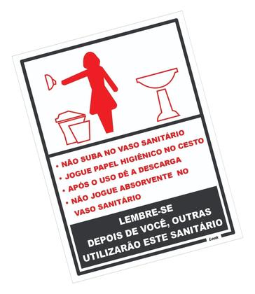 Imagem de Placa de Sinalização - Banheiro Sanitário Feminino Mulher com Regras Educativas  Uso Consciente