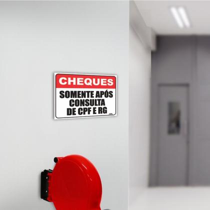 Placa de Sinalização Cheques Somente Após Consulta CPF e RG - Império da Impressão Imagem de Placa de Sinalização Cheques Somente Após Consulta CPF e RG