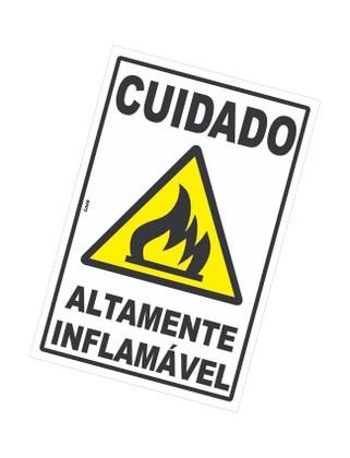 Placa de Sinalização - Cuidado: Altamente Inflamável - Fogo e Perigo em ...