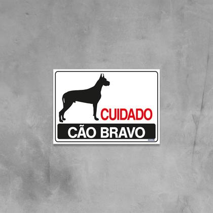 Imagem de Placa De Sinalização Cuidado Cão Bravo 30x20 Ekomunike - P-8 F9e