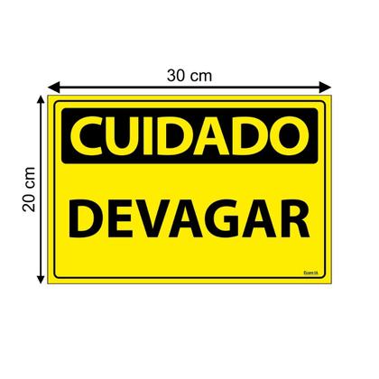 Imagem de Placa De Sinalização Cuidado Devagar 30x20 Ecom IA - SC30 F9e