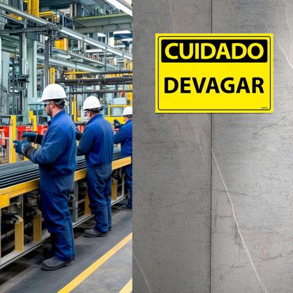 Imagem de Placa De Sinalização Cuidado Devagar 30x20 Ecom IA - SC30 F9e