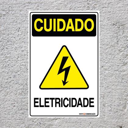 Imagem de Placa De Sinalização Cuidado Eletricidade 20x30 Qi Comunicação - S-217/2 Q1A