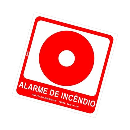 Imagem de Placa de Sinalização E2 - Alarme de Incêndio Fotoluminescente Vermelha  Bombeiro