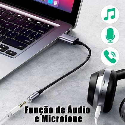 Imagem de Placa De Som Adaptador Usb P2 Fone Microfone Pc Notebook
