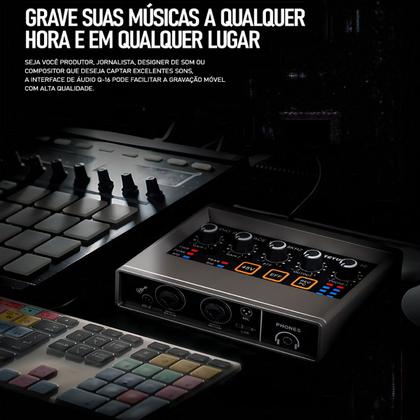Imagem de Placa De Som Interface de Áudio Profissional Mesa de Som Q-16 USB Mixer De Áudio Gravação