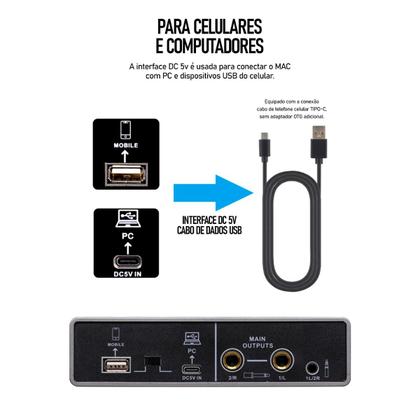 Imagem de Placa De Som Interface de Áudio Profissional Mesa de Som Q-16 USB Mixer De Áudio Gravação
