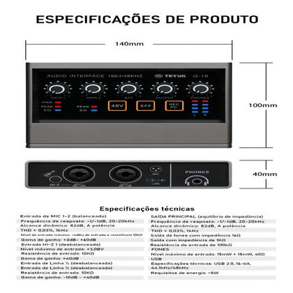 Imagem de Placa De Som Interface de Áudio Profissional Mesa de Som Q-16 USB Mixer De Áudio Gravação