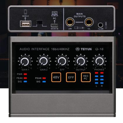 Imagem de Placa de Som Mesa De Som Interface De Audio Mixer Q16 Gravação Profissional Mixer De Áudio Usb