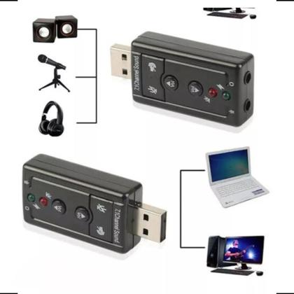 Imagem de Placa De Som Usb 7.1 Adaptador Audio P2 P3 Pc Notebook