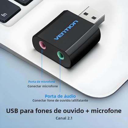Imagem de Placa De Som USB Interface De Áudio Adaptador Para Microfone Alto-falante Laptop PS4 Computador