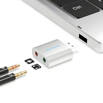 Imagem de Placa De Som USB Interface De Áudio Adaptador Para Microfone Alto-falante Laptop PS4 Computador