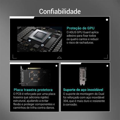 Imagem de Placa de Vídeo ASUS DUAL RX 9060 XT 8G AMD Radeon, 8GB GDDR6, 128bits, OpenGL 4.6 - 90YV0MI1-M0NA00