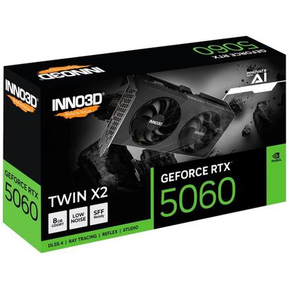 Imagem de Placa de Video Inno3D RTX 5060 Twin X2 NVIDIA Geforce, 8GB, 128bits, 2497MHz, FP4 e DLSS 4, Ray Tracing - N50602-08D7-195071N