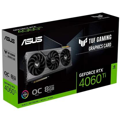 Imagem de Placa de Vídeo RTX 4060 Ti OC Edition Asus TUF Gaming NVIDIA GeForce, 8GB, GDDR6, ARGB, DLSS - TUF-RTX4060TI-O8G-GAMING