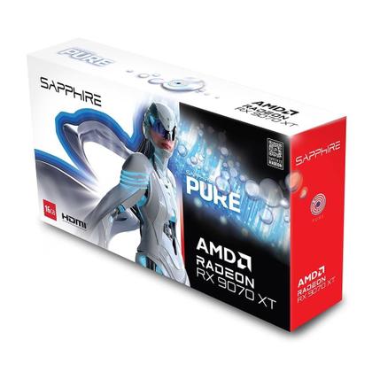 Imagem de Placa de Vídeo Sapphire PURE AMD RADEON RX 9070 XT Gaming OC, 16GB, GDDR6, Dual HDMI, Dual DP - 11348-02-20G