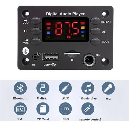 Imagem de Placa Decodificador Usb P/ Caixa Ativa Mp3 Radi Aux Bluetoot