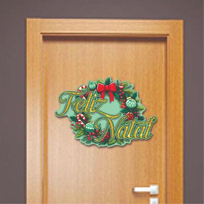 Imagem de Placa Decoração Feliz Natal Guirlanda Porta ou Parede