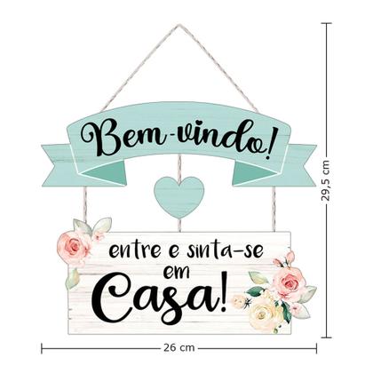 Imagem de Placa Decorativa Bem Vindo com Corda para Porta MDF 6 mm 26x29,5