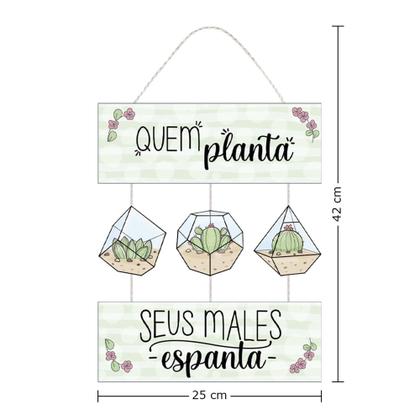 Imagem de Placa Decorativa Com Corda Cactos para Cantinho das Plantas - PC005