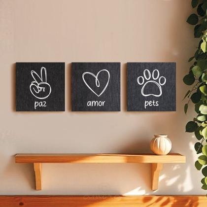 Imagem de Placa Decorativa com Corda ou com Adesivo Paz Amor Pets