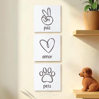 Imagem de Placa Decorativa com Corda ou com Adesivo Paz Amor Pets