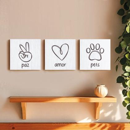 Imagem de Placa Decorativa com Corda ou com Adesivo Paz Amor Pets