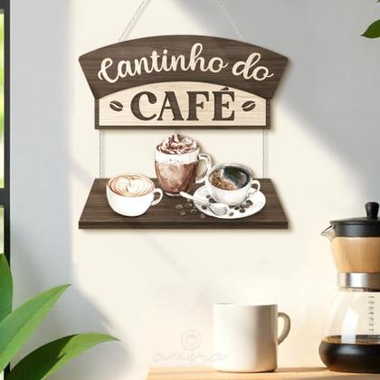 Imagem de Placa Decorativa com Corda para Cantinho do Café 27x41