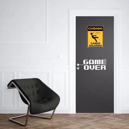 Imagem de Placa Decorativa Gamer Cuidado Gamer Jogando