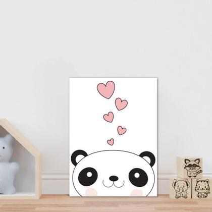 Imagem de Placa decorativa infantil panda corações