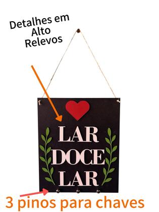 Imagem de Placa Decorativa Lar Doce Lar em MDF com Relevo ml2