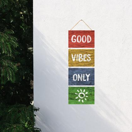 Imagem de Placa Decorativa MDF Corda P Pendurar Frase Good Vibes Only
